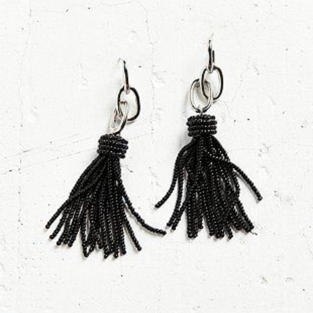 UO Beaded Tassel Chain Earrings